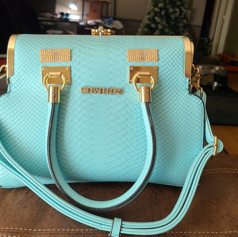 Michael Kors Medium Light Blue Shoulder Purse